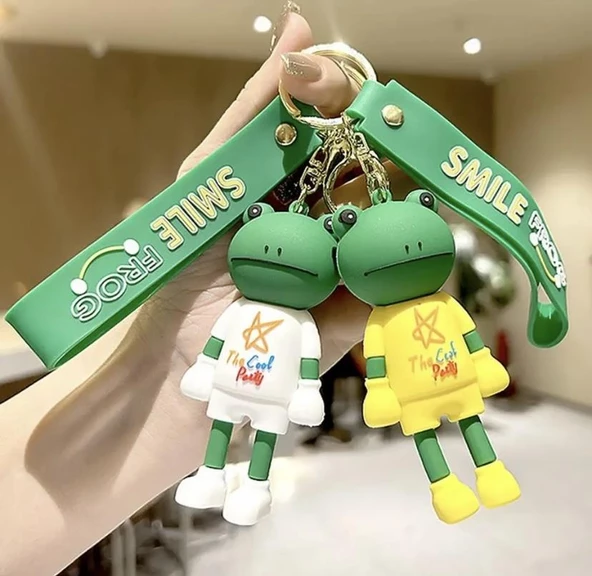 Sevimli Kurbağa Tasarımlı Silikon Anahtarlık Çanta  Süsü 1ADET ürün görseli