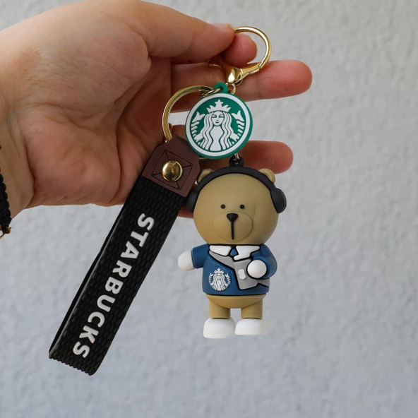 Starbucks Ayı 3D Karikatür Silikon Anahtarlık - Resim 7