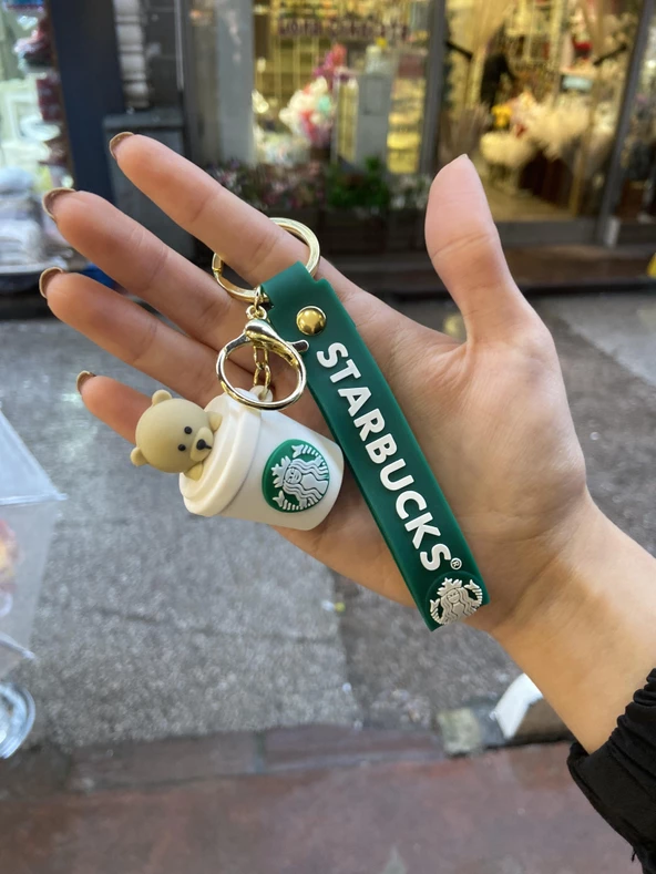 Sevimli Ayıcık  Kahve Bardağı Silikon Anahtarlık  Çanta Süsü 1 ADET - 2