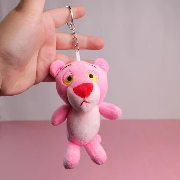 Pembe Panter Peluş Anahtarlık ve Çanta Süsü