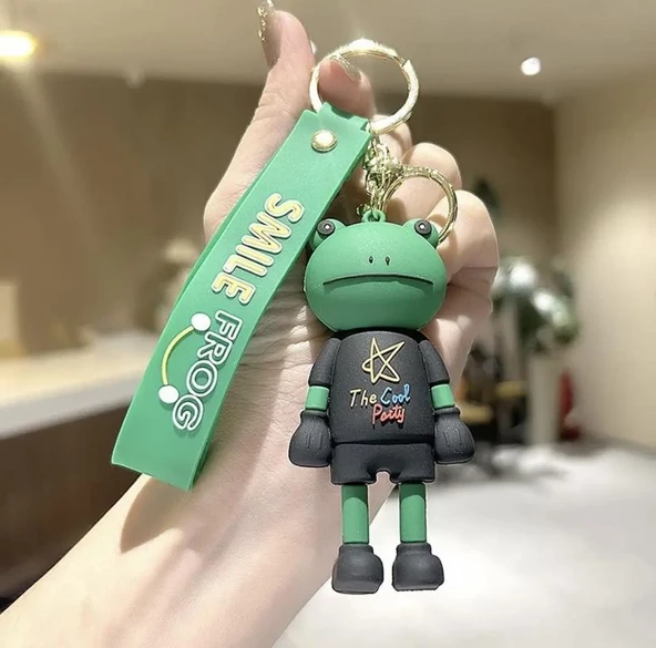 Sevimli Kurbağa Tasarımlı Silikon Anahtarlık Çanta  Süsü 1ADET - Resim 4