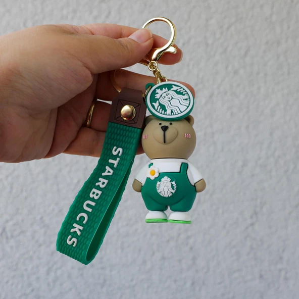 Starbucks Ayı 3D Karikatür Silikon Anahtarlık ürün görseli