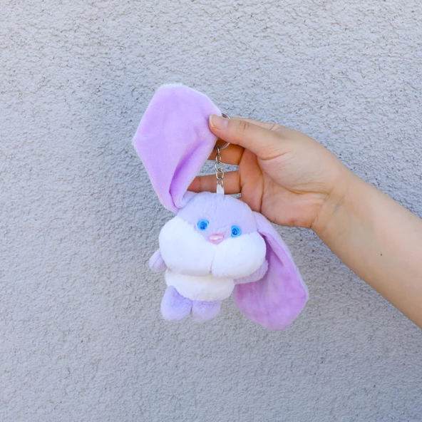 Sevimli Tavşan Peluş Anahtarlık Çanta  Süsü - Resim 5