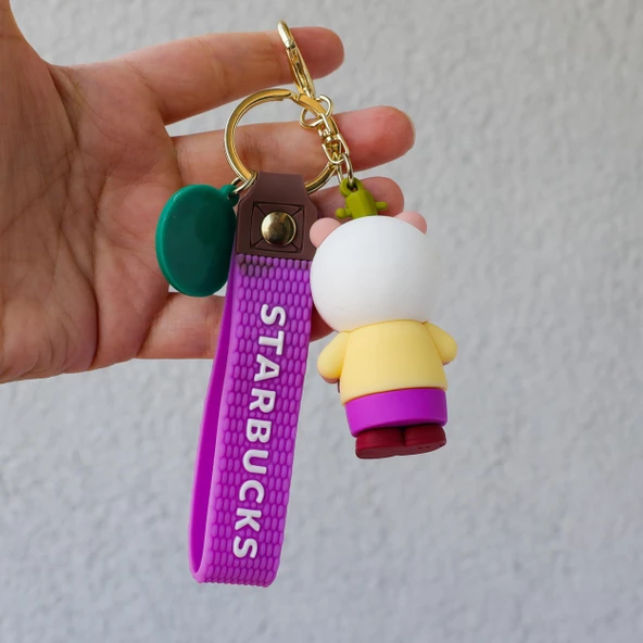 Starbucks Ayı 3D Karikatür Silikon Anahtarlık - Resim 6