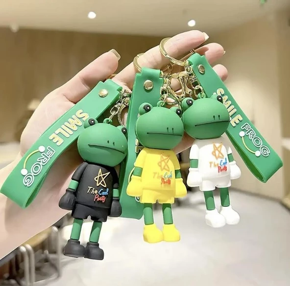 Sevimli Kurbağa Tasarımlı Silikon Anahtarlık Çanta  Süsü 1ADET - Resim 2