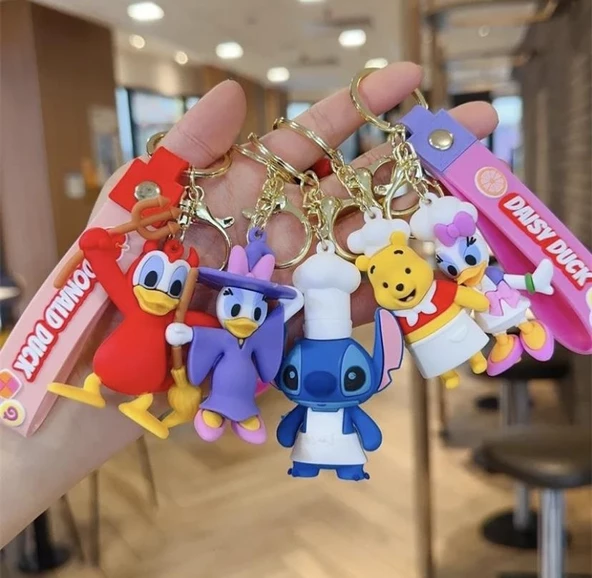 Disney Karakterleri 5 li Set Silikon Anahtralık Çanta Süsü