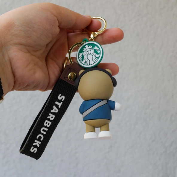 Starbucks Ayı 3D Karikatür Silikon Anahtarlık - Resim 8