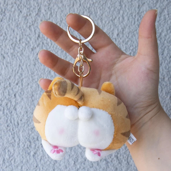 Sevimli Peluş Kedi Poposu Anahtarlık Çanta Süsü - 3
