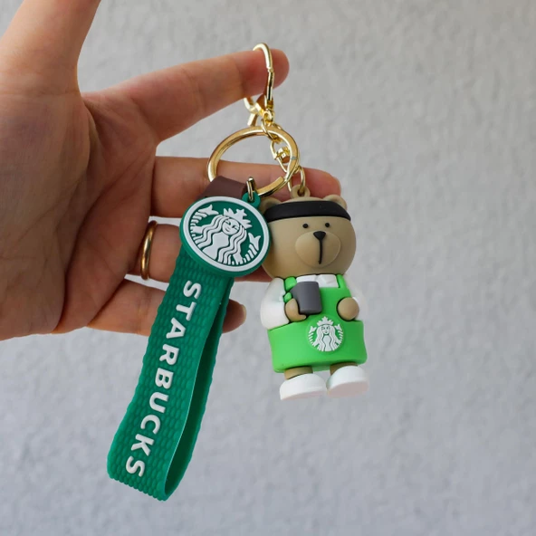 Starbucks Ayı 3D Karikatür Silikon Anahtarlık - Resim 9