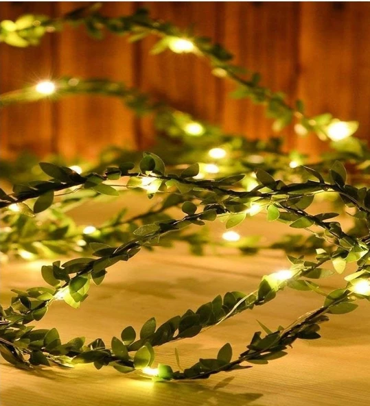 Yapay Yapraklı Yeşil Sarmaşık Şerit Peri LED Işık 3 Metre - 2