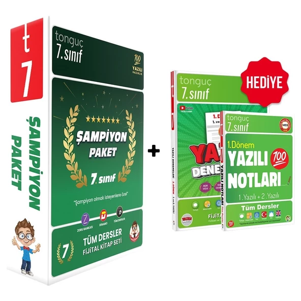 Tonguç Akademi 7. Sınıf Tüm Dersler Şampiyon Paket + 7. Sınıf Yazılı Denemeler - Yazılı Notları