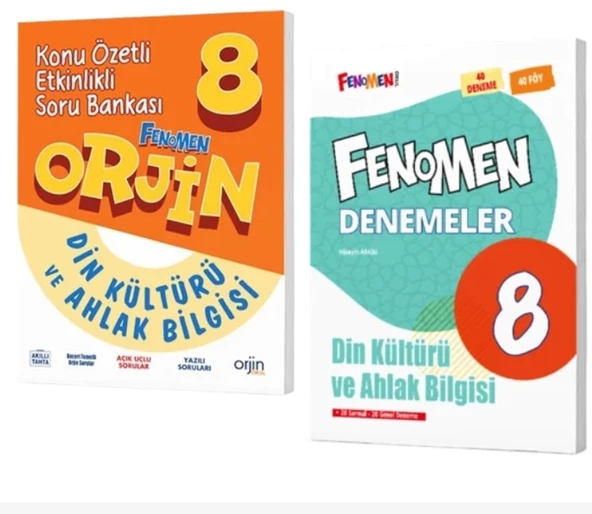FENOMEN YAYINLAR Orjin 8 Din Kültürü ve Ahlak Bilgisi Konu Özetli Etkinlikli Soru Bankası + Denemeler ürün görseli