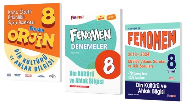 FENOMEN YAYINLAR Orjin 8 Din Kültürü ve Ahlak Bilgisi Konu Özetli Etkinlikli Soru Bankası + Denemeler + Çıkmış Sorular (