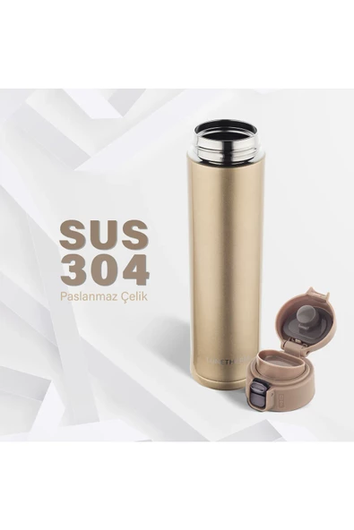 Sızdırmaz Vakumlu & Kilitli Çift Katmanlı Taşınılabilir Mug (Sus 304 Çelik) Termos 520 Ml - 5