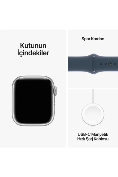 Watch Series 9 GPS 41mm Gümüş Alüminyum Kasa ve Fırtına Mavisi Spor Kordon - S/M - 10