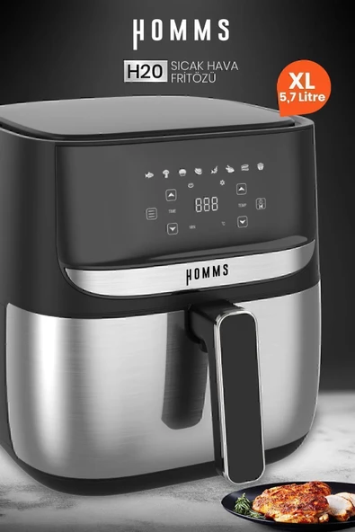 H20 1700 Watt XL Dijital Dokunmatik 8 Ön Programlı Airfryer Yağsız Kızartma Sıcak Hava Fritöz - 1