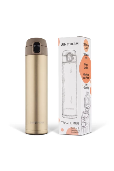 Sızdırmaz Vakumlu & Kilitli Çift Katmanlı Taşınılabilir Mug (Sus 304 Çelik) Termos 520 Ml - 6