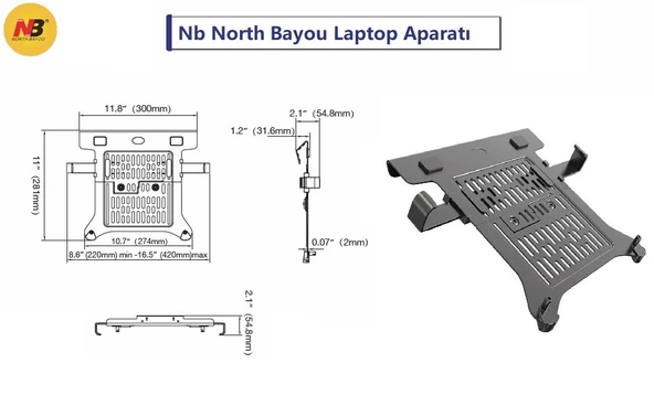 North Bayou FP-2 Nb Monitör Standları için 10"-17" Uyumlu Vesa Montaj Laptop Standı - 3