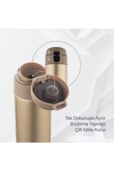 Sızdırmaz Vakumlu & Kilitli Çift Katmanlı Taşınılabilir Mug (Sus 304 Çelik) Termos 520 Ml - 3