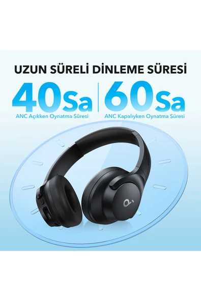 Soundcore Life Q20i Bluetooth Kablosuz Kulaklık Hibrit Aktif Gürültü Önleyici Anc Siyah A3004 - 3