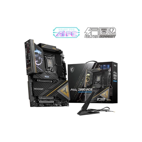 MSI MB MEG Z890 ACE SOKET 1851 DDR5 9200MHZOC USB 20Gbps 5xM.2 2xTB4 HDMI DISPLAY 10G LAN WIFI7 ATX