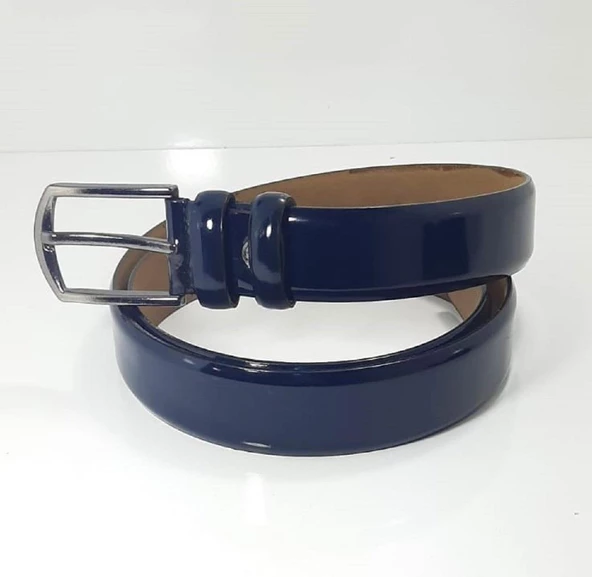 Fiyra 3093 Lacivert Rugan Üst Sınıf Hakiki Deri 3,5cm Erkek Kemer - 4