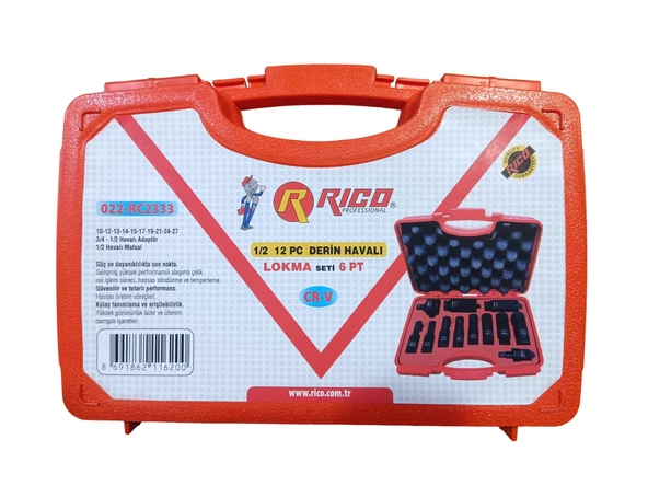 Rico RC2333 12 Parça Derin Havalı Lokma Seti 1/2 - 3
