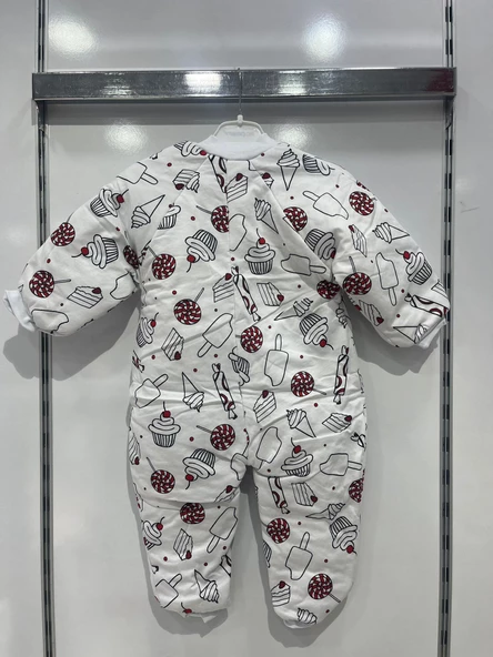 uğurböceğiçocuk Elyaflı Ve Fermuarlı  Şeker Dondurma Desenli Kışlık Çocuk Uyku Tulumu Unisex - 7