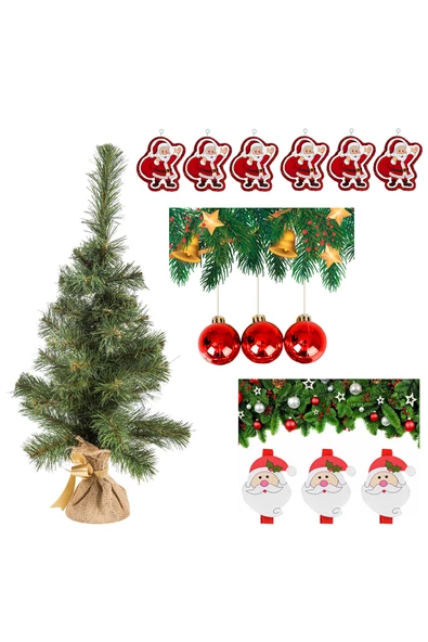 Yılbaşı Yeşil Çam Ağacı 60 cm Set-2 - 2