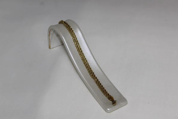Üçlü Burgu Zincir 17 cm Paslanmaz Çelik Bileklik Gold Kadın Bileklik Künye Çelik Takı - 2