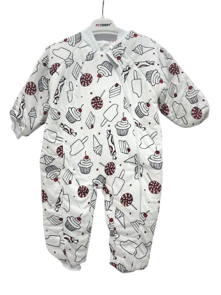 uğurböceğiçocuk Elyaflı Ve Fermuarlı  Şeker Dondurma Desenli Kışlık Çocuk Uyku Tulumu Unisex - 8