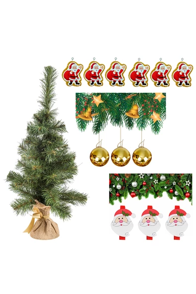 Yılbaşı Yeşil Çam Ağacı 60 cm Set-1 - 2