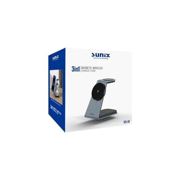 Sunix 3in1 15W Telefon 2,5W Saat 3,5W Kulaklık Kablosuz Şarj İstasyonu MG-80 - 3