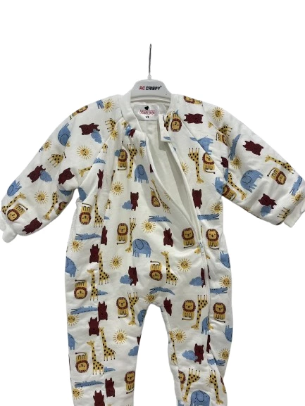 uğurböceğiçocuk Elyaflı Ve Fermuarlı Zürafa Aslan Desenli Kışlık Çocuk Uyku Tulumu Unisex - 7