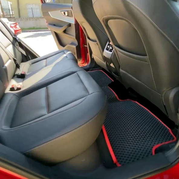 Bod Chery Tiggo 7 Pro/Max 3D Havuzlu Paspas Siyah 2023-Sonrası Fitil Rengi Kırmızı - Resim 4