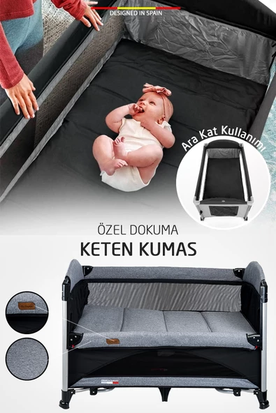 Baby Home 620 Lora-co 70x110 Bebek Oyun Parkı Yatak Anne Yanı Beşik - 9