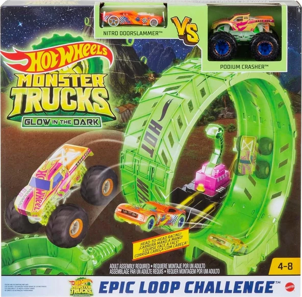Hot Wheels Monster Trucks Karanlıkta Parlayan Çemberde Yarış Seti HBN02 - 6
