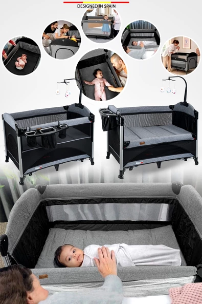 Baby Home 620 Lora-co 70x110 Bebek Oyun Parkı Yatak Anne Yanı Beşik - 4