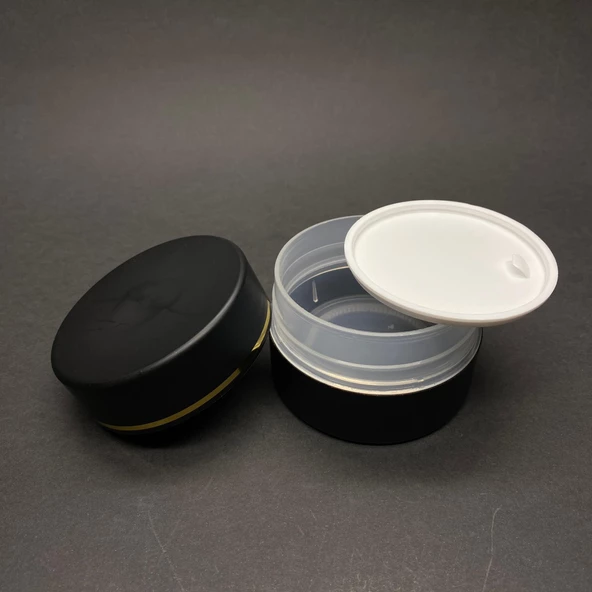 100 ml Plastik Krem Kutusu , 100 cc Siyah Renkli Kapaklı Krem Kavanozu x 3 Adet - 2