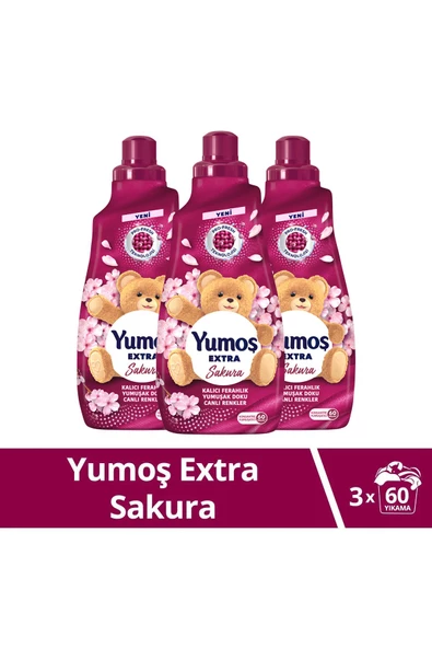 Yumoş Extra Konsantre Çamaşır Yumuşatıcı Sakura1440 ml 60 Yıkama X3