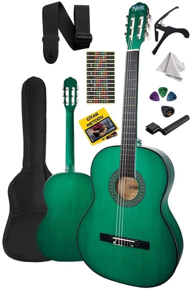 Midex CG-36GR Kaliteli 36 İnç 3/4 Junior Çocuk Gitarı 8-12 Yaş Arası (Çanta Askı Capo Nota Sticker Pena Metod