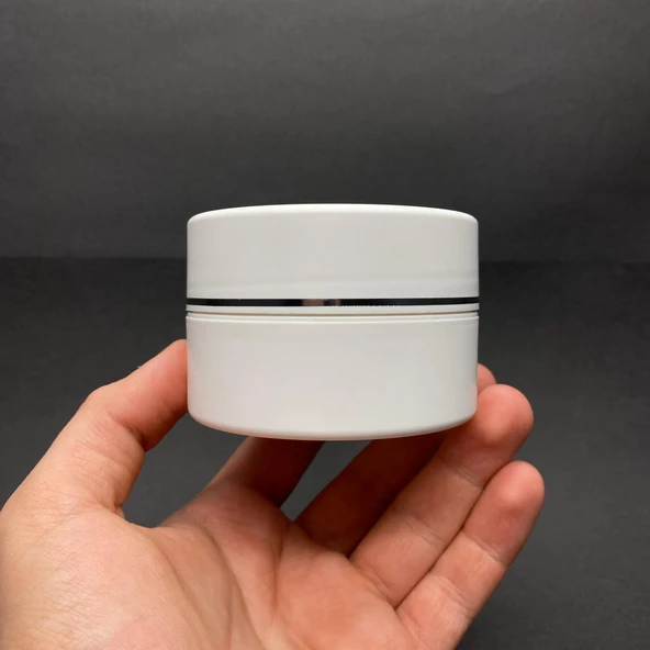 100 ml Plastik Krem Kutusu , 100 cc Beyaz Renkli Kapaklı Krem Kavanozu x 3 Adet