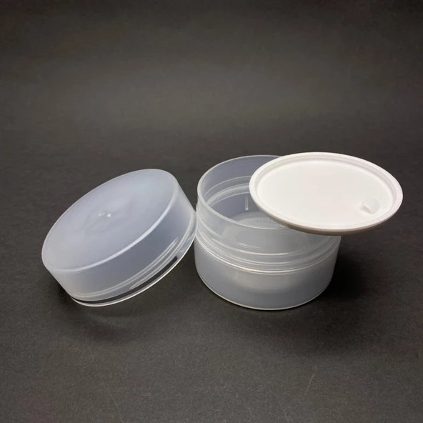 100 ml Plastik Krem Kutusu , 100 cc Şeffaf Renkli Kapaklı Krem Kavanozu x 3 Adet - 2