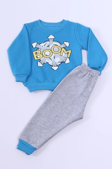 ERKEK BEBEK 3 İPLİK EŞOFMAN TAKIMI BOOM BASKILI A33 - Resim 8