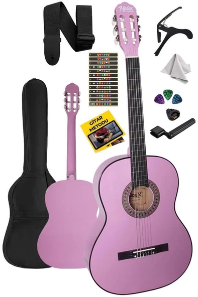 Midex CG-34PU Kaliteli 34 İnç 1/2 Junior Çocuk Gitarı 4-8 Yaş Arası (Çanta Capo Nota Sticker Askı Pena Metod)