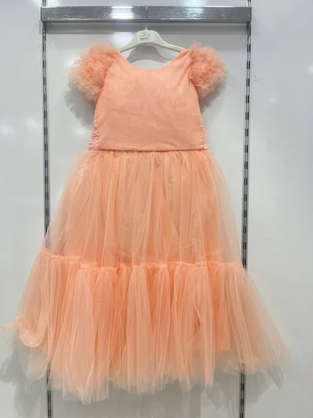 uğurböceğiçocuk 444 Kolları Fırfırlı Tarlatanlı Kız Çocuk Abiye - 2