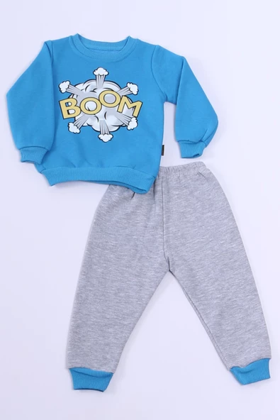 ERKEK BEBEK 3 İPLİK EŞOFMAN TAKIMI BOOM BASKILI A33 - Resim 7