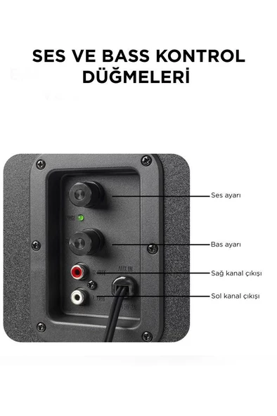 Torima D37 Siyah Bluetooth Hoparlör 2in1 Subwoofer RGB Işıklı Bilgisayar Hoparlörü Speaker - 5