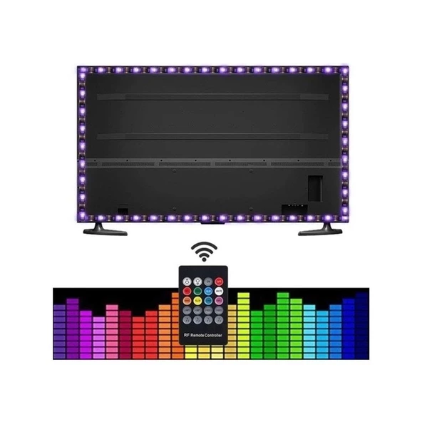 Sese Duyarlı Bluetooth 10 Metre Tv Arkası USB Girişli Rgb Şerit LED Kumanda ile Kontrol Led - 5