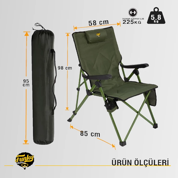 FUNKY CHAIRS Comfort 3 Kademeli Katlanabilir Kamp Sandalyesi - 5